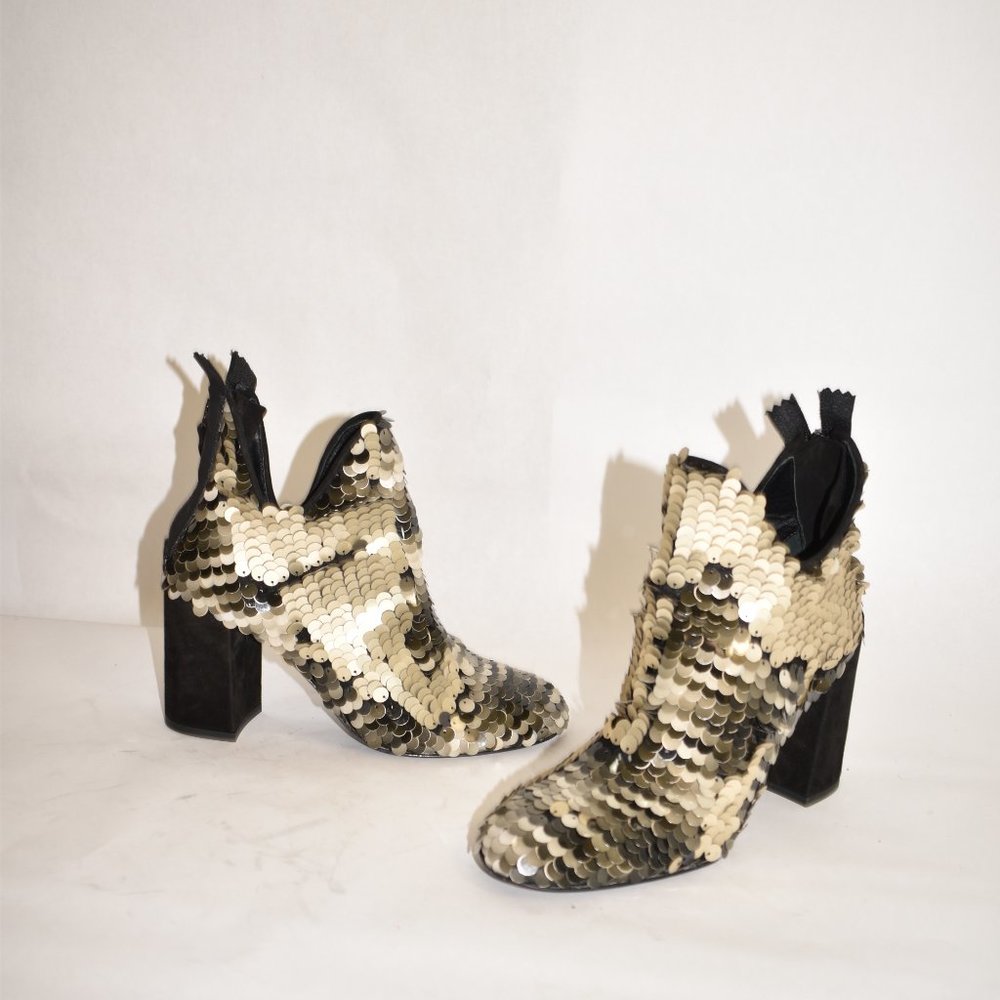 $600 AGL Attilio Giusti SEQUIN Block BOOTIE 37 (JB31) Hot